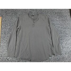 Nau Henley Top Womens XL Gray Organic Cotton Tencel Long Sleeve Asymmetrical